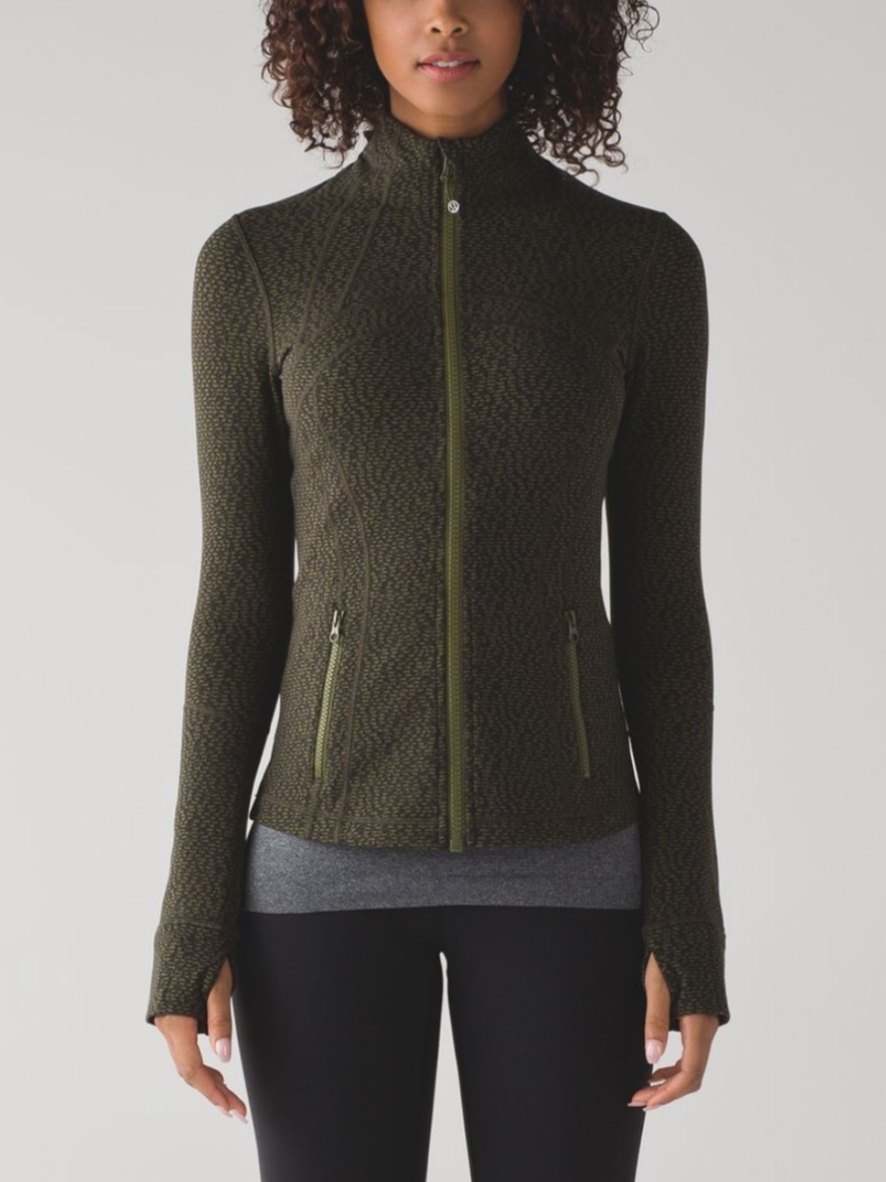 Lululemon Define Jacket in Dark Brave Olive Green Size 6 Zip Pockets Stretchy